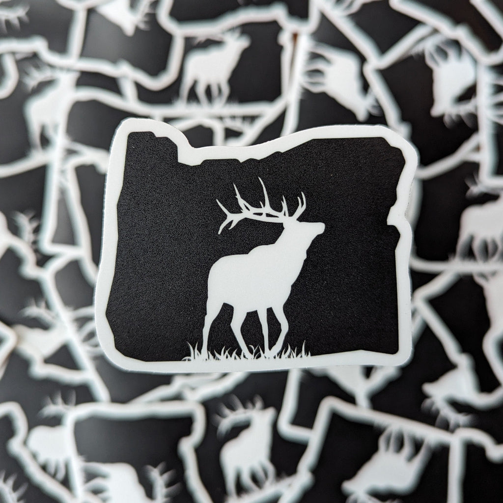Oregon Bull Elk 2.5" vinyl sticker weatherproof hunting stickers