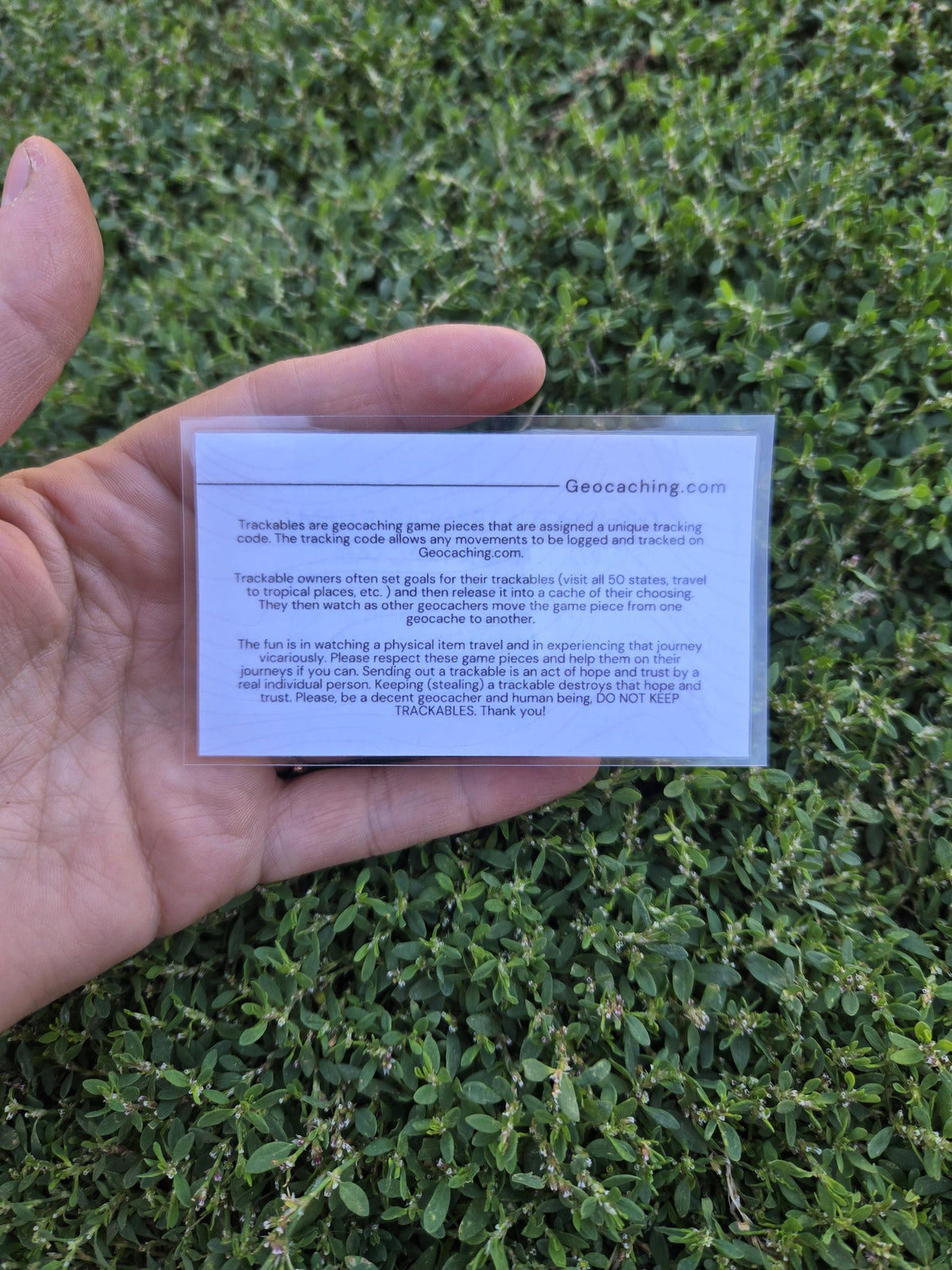 Geocaching Trackable Card - Keep Trackables Safe - geocaching supplies