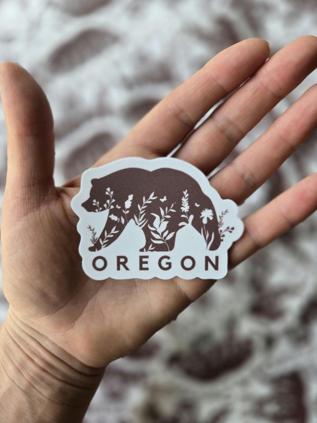 Oregon Bear 2.5" vinyl sticker weatherproof black bear floral Northwest