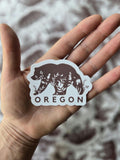 Oregon Bear 2.5" vinyl sticker weatherproof black bear floral Northwest