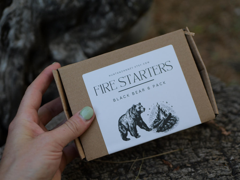 Black Bear Beeswax Fire Starter - Camping Gift