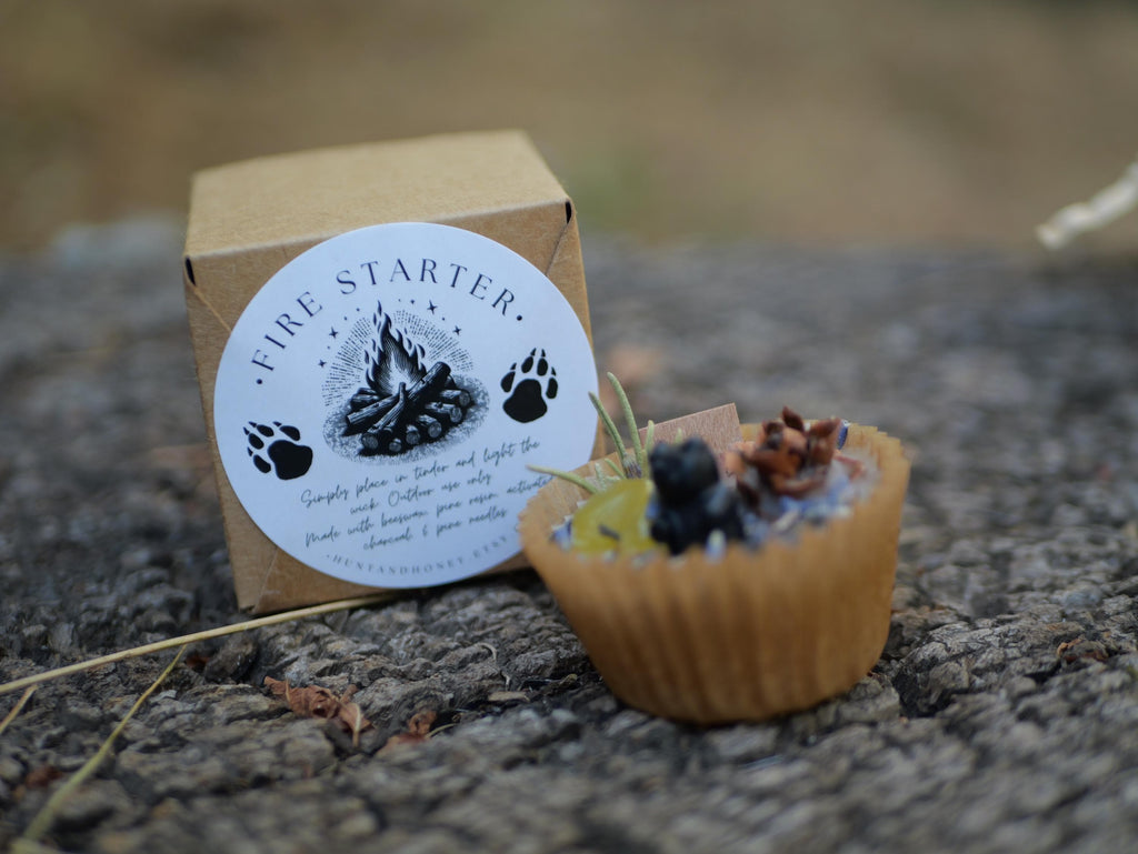 Black Bear Beeswax Fire Starter - Camping Gift